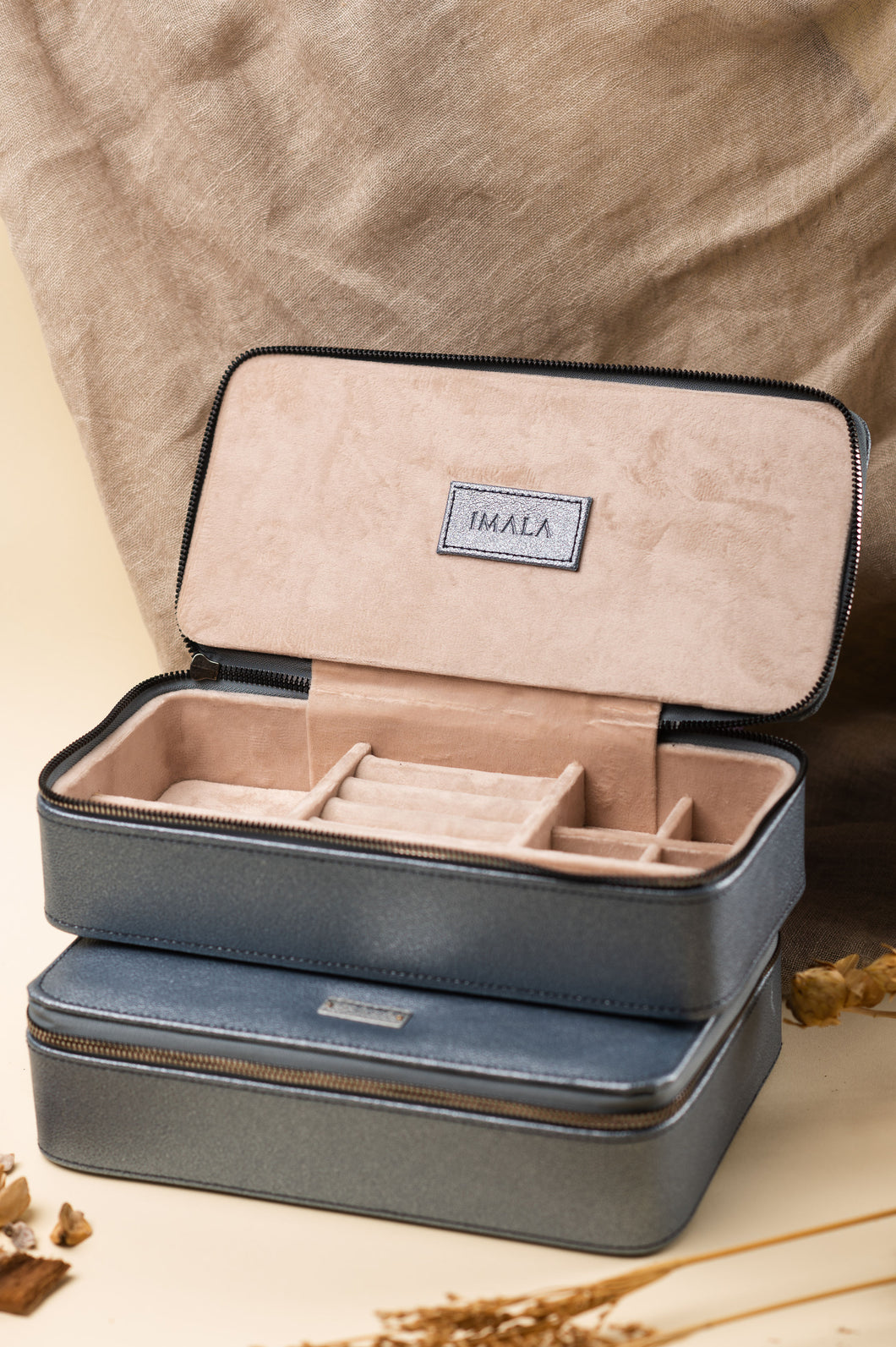 Opal - Metallic Blue Classic Travel Jewelry Box