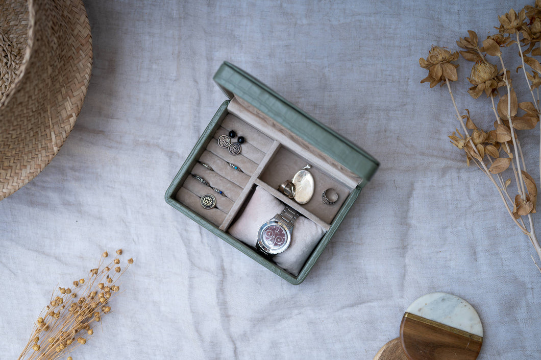 Gemma - Olive Green Mini Jewelry Box