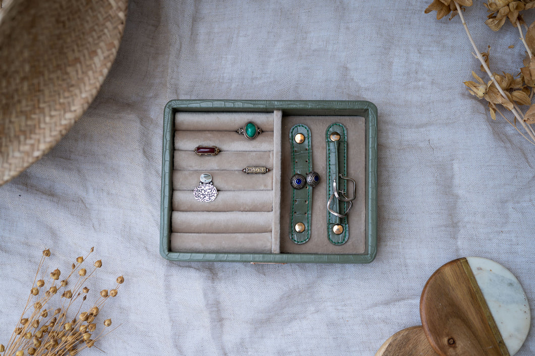 Gemma - Olive Green Mini Earrings/Rings Tray